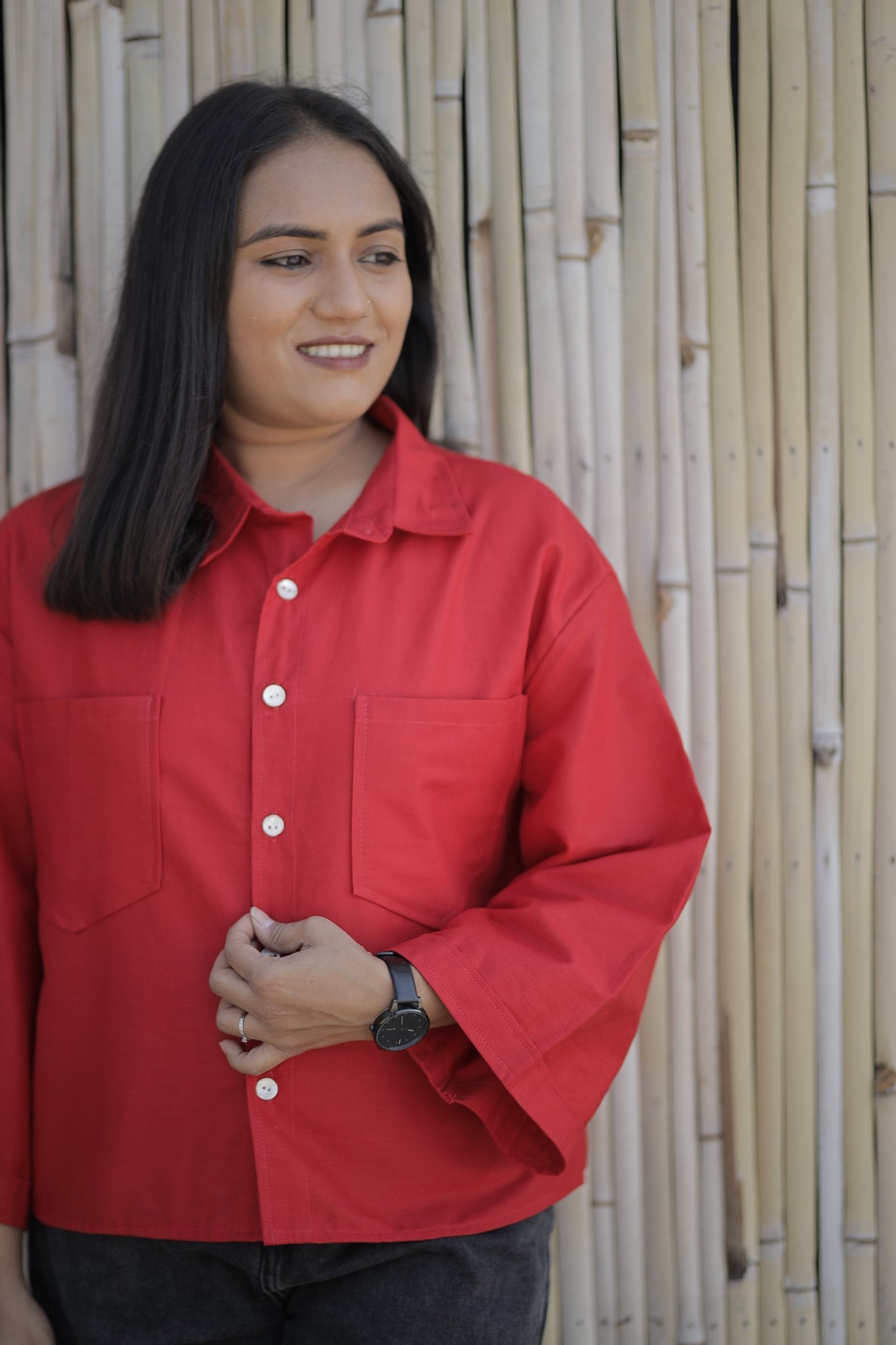 Ishya – Red Solid Cotton Casual Shirt