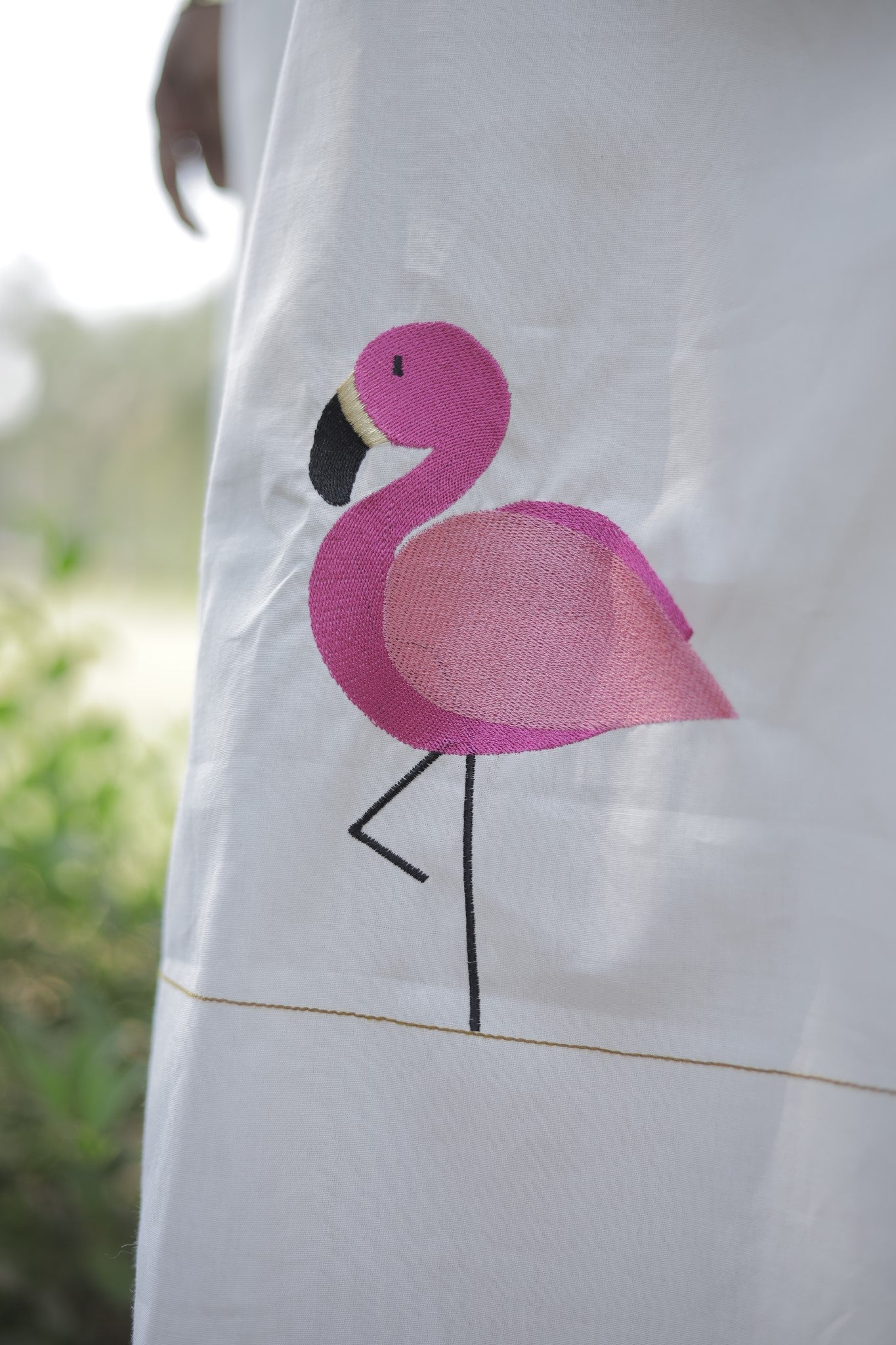 Apsara - Minimal Flamingo White Summer Dress