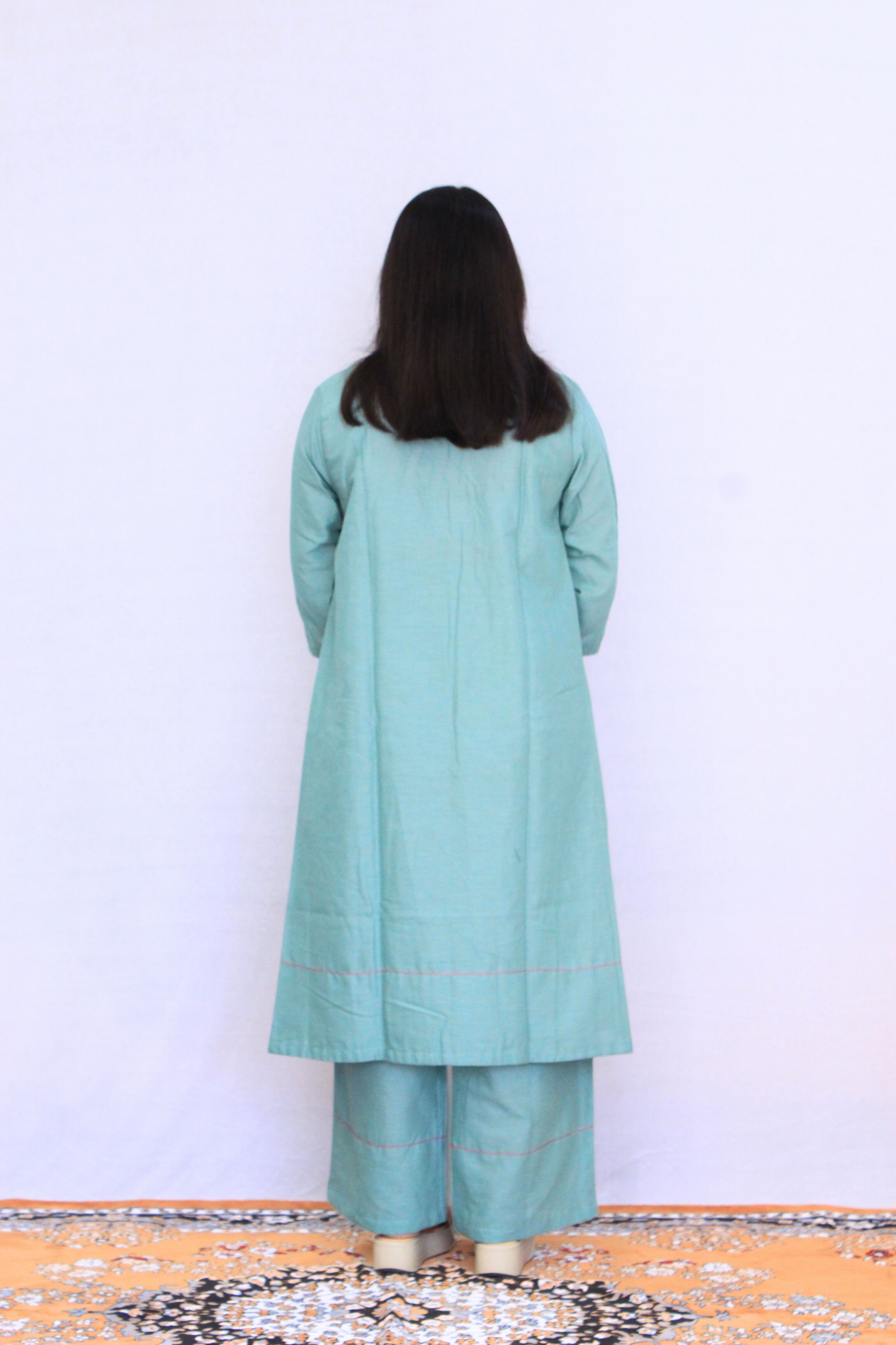 Sea Green Cotton Linen Solid Co-ord Set