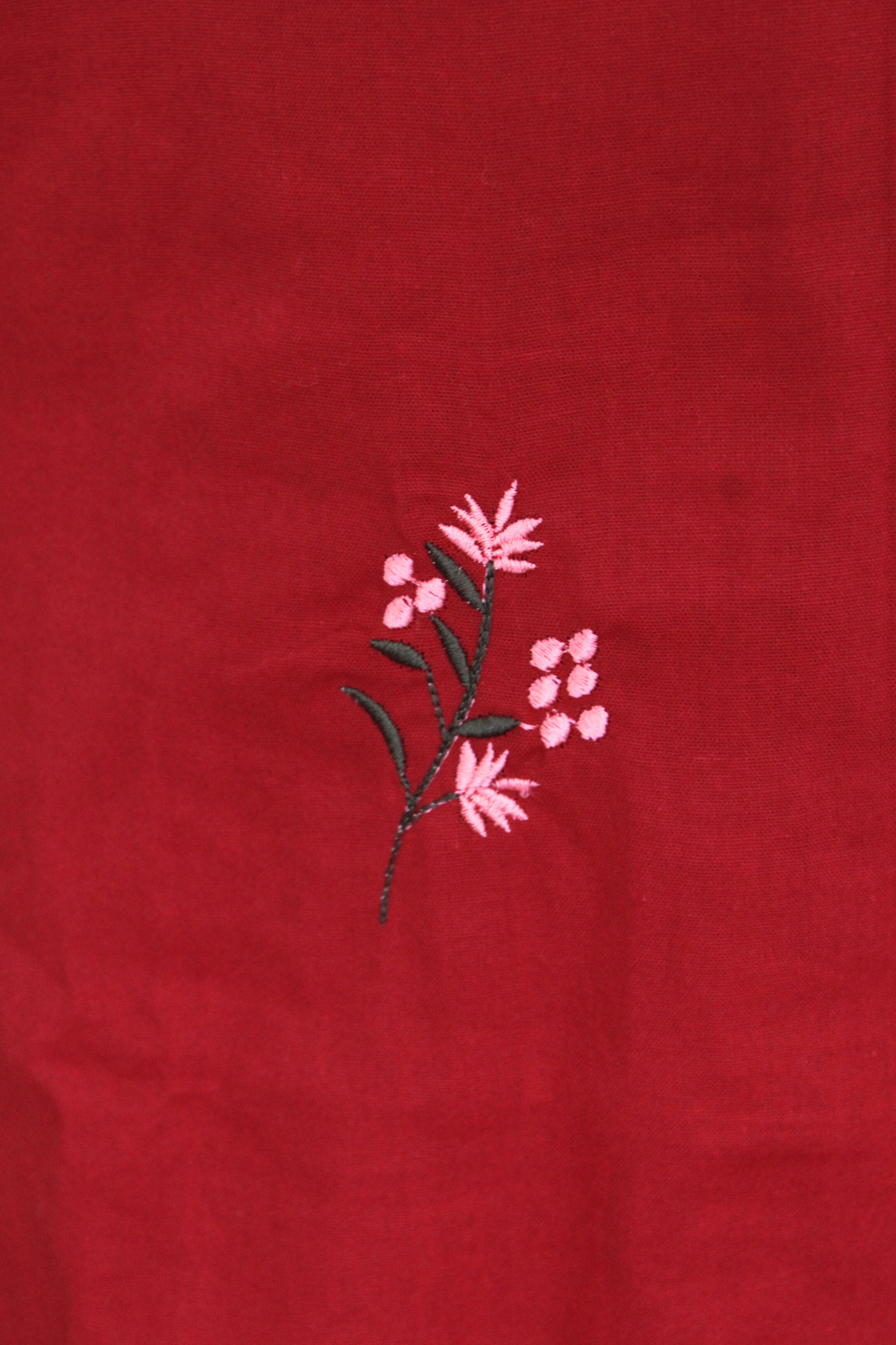 Maroon Embroidered Poplin Cotton Solid Co-ord Set