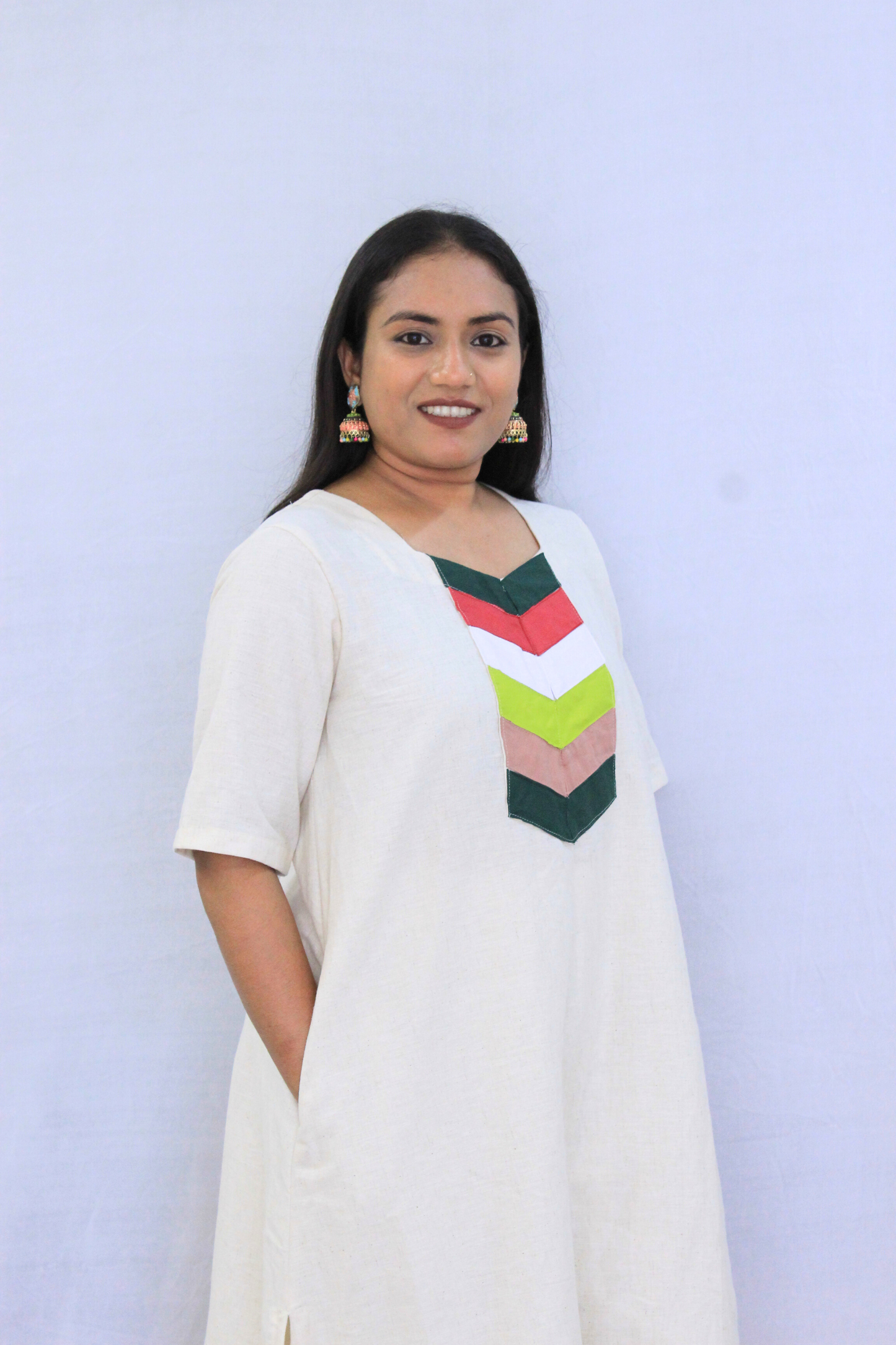 Off White Cotton Linen Solid Co-ord Set