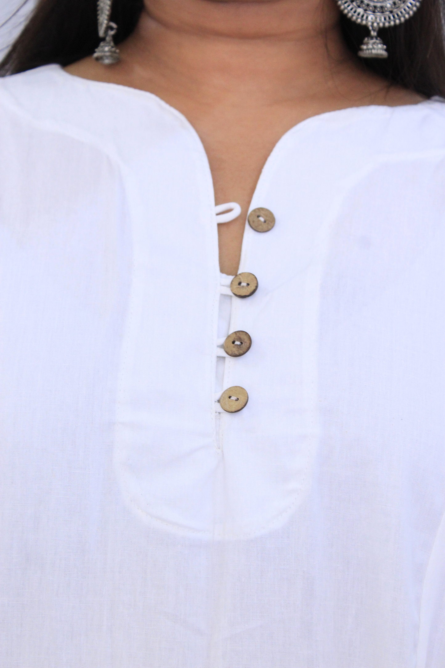 White Poplin Cotton Solid Embroidered Co-ord Set