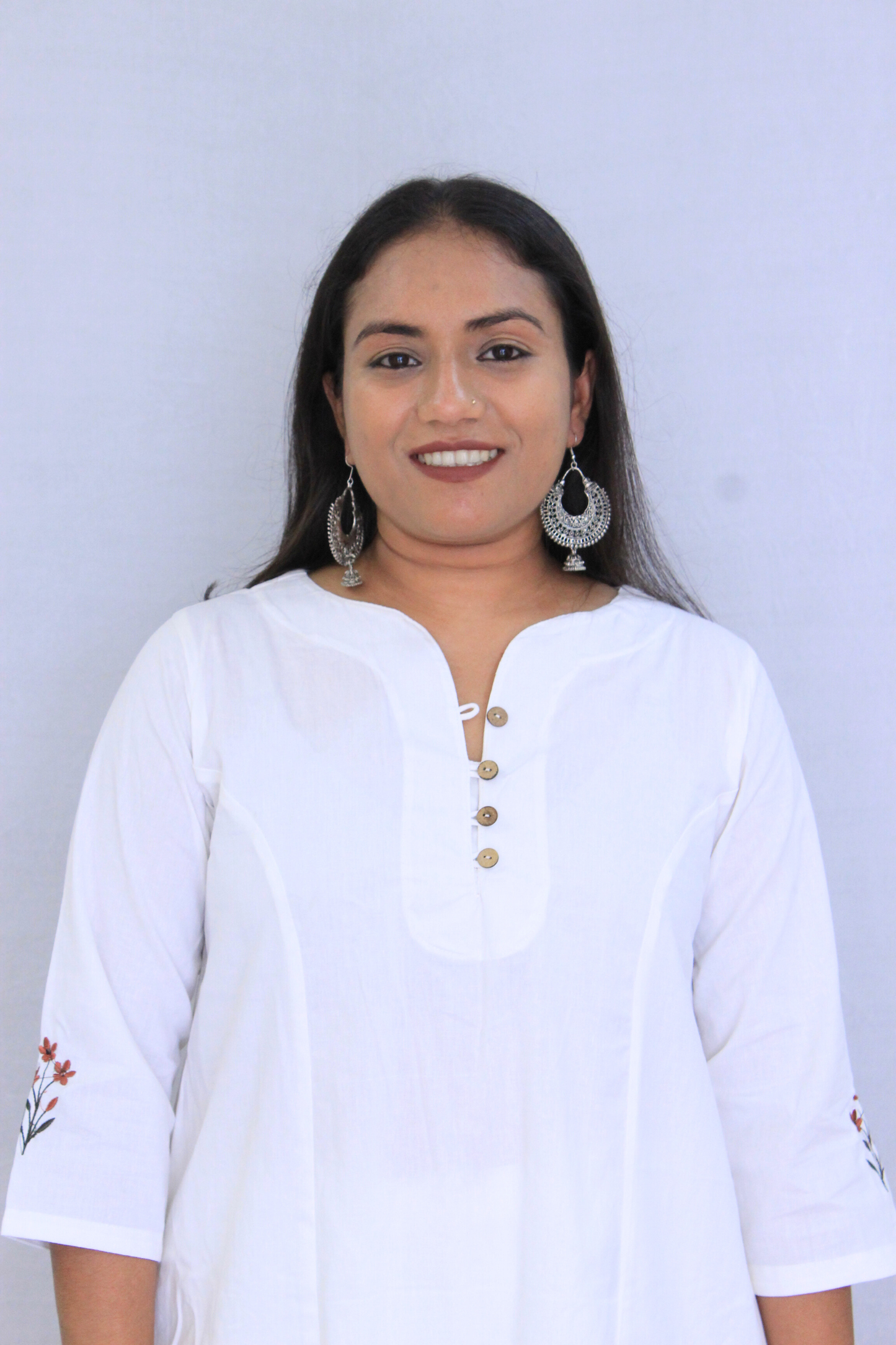 White Poplin Cotton Solid Embroidered Co-ord Set