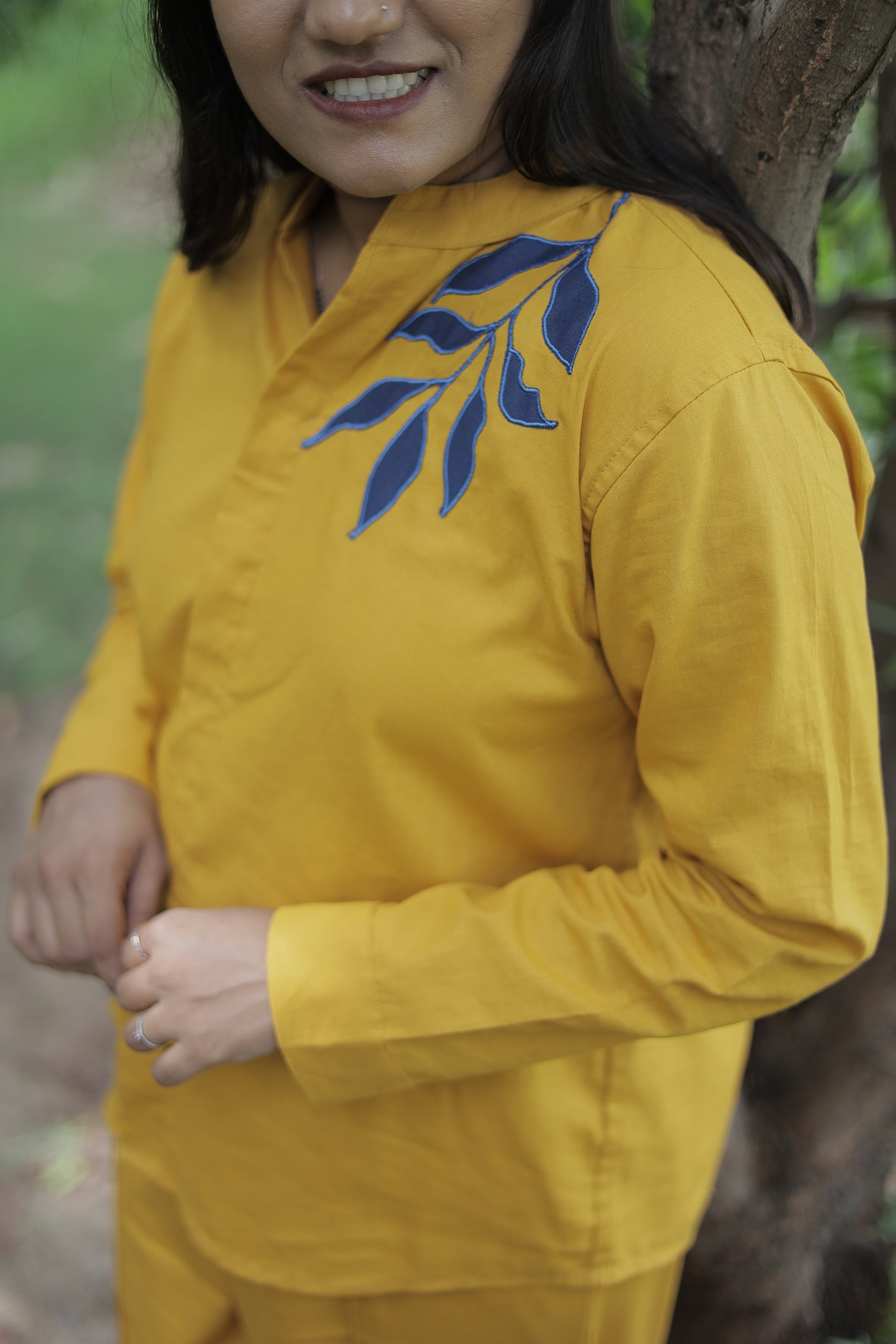 Kesar – Mustard Leaf Embroidered Cotton Co-ord Set