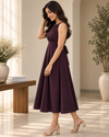 🍷 Plum Grace Cotton Midi Dress
