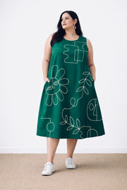 Bottle green artsy dress