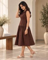 🤎 Cocoa Bloom Pure Cotton Dress