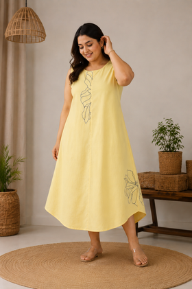 A - Line Dress in Lemon Yellow