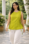 Lime Cotton Lace-Up Top