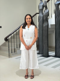 White floral embroidered co ord set