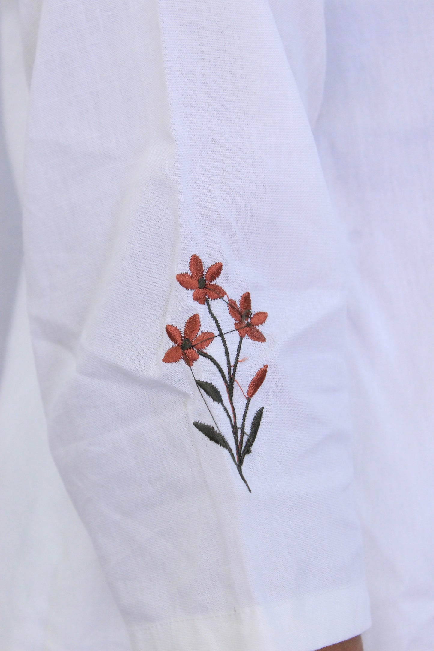 White Poplin Cotton Solid Embroidered Co-ord Set