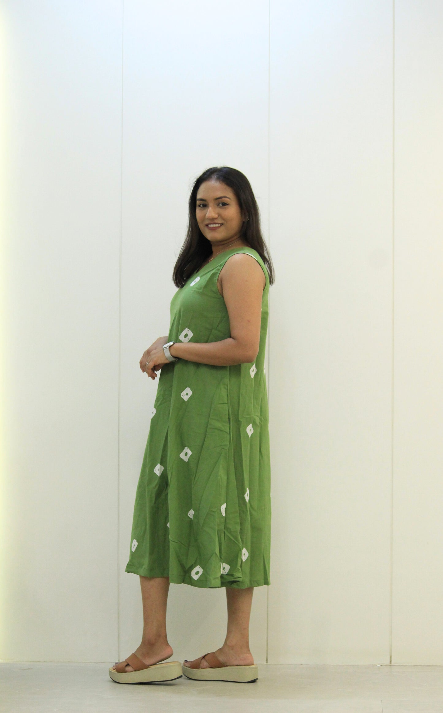 Basanti – Pista Green Printed Cotton Dress