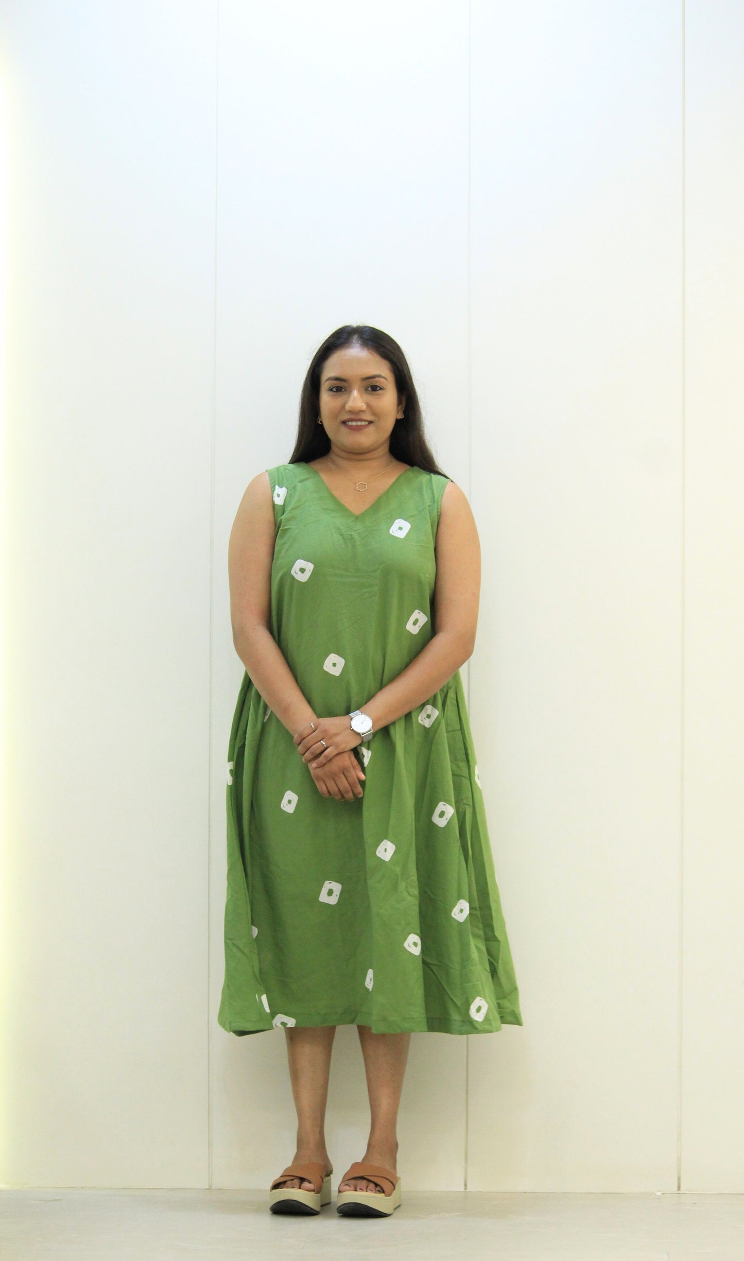 Basanti – Pista Green Printed Cotton Dress