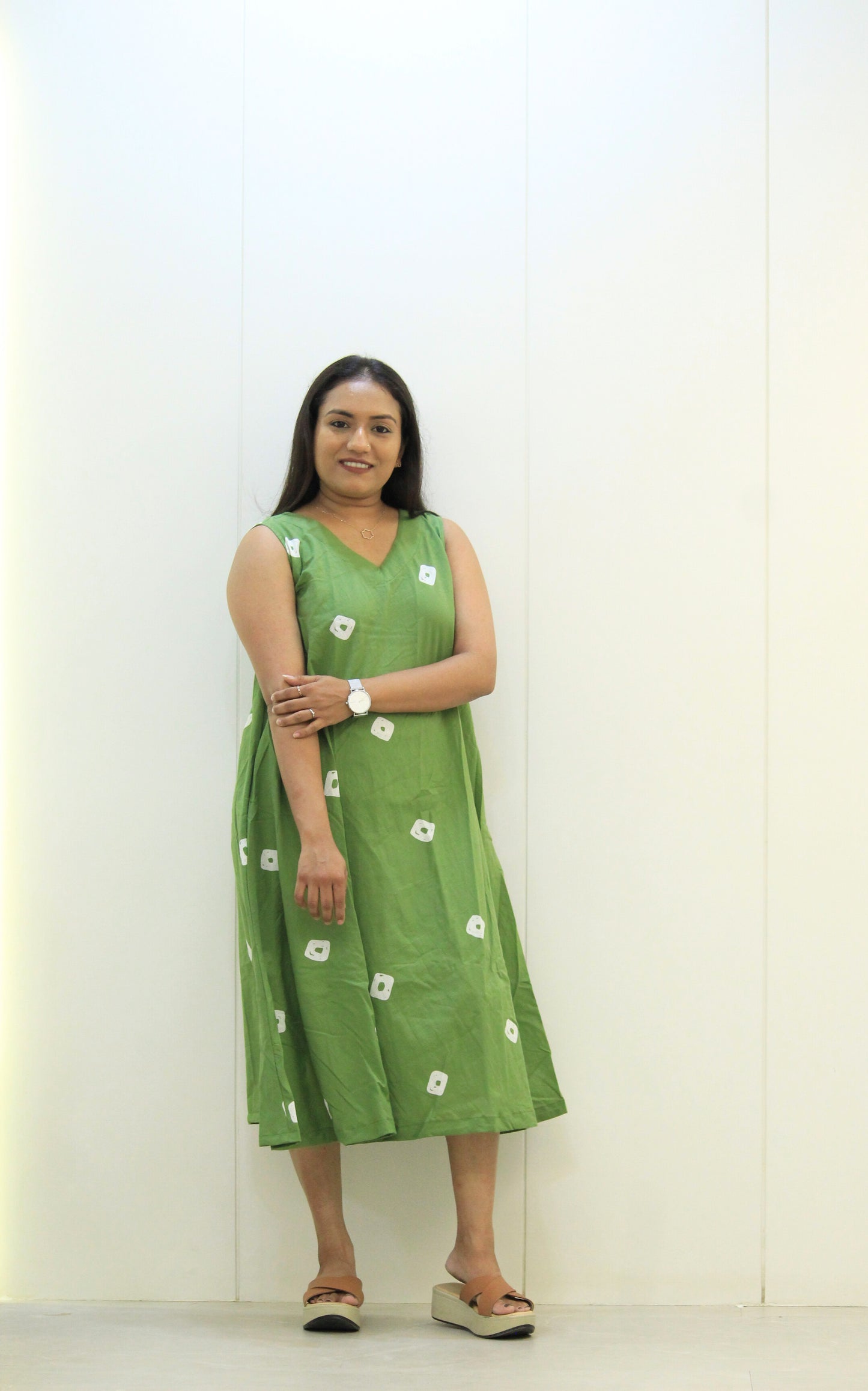 Basanti – Pista Green Printed Cotton Dress