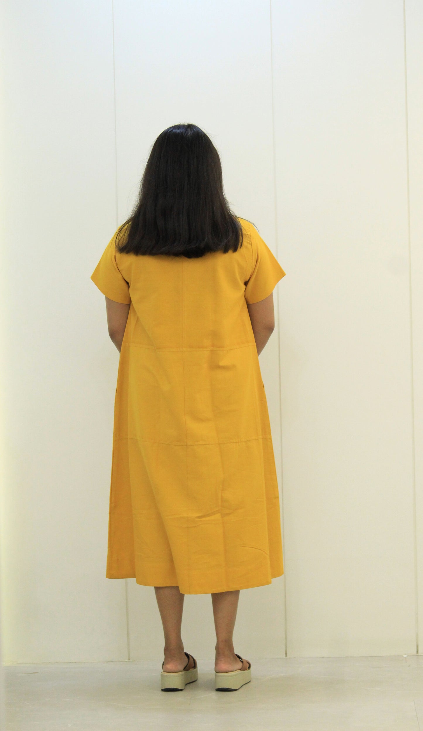 Suryamukhi – Mustard Yellow Solid Cotton Dress