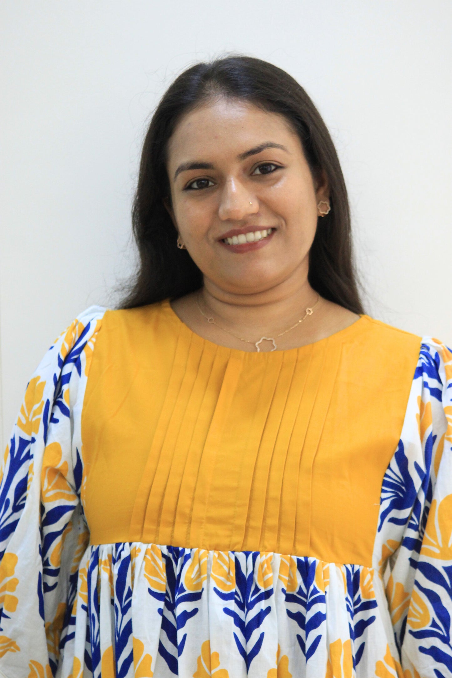 Kanika – Yellow Yoke Floral Printed Cotton Dress