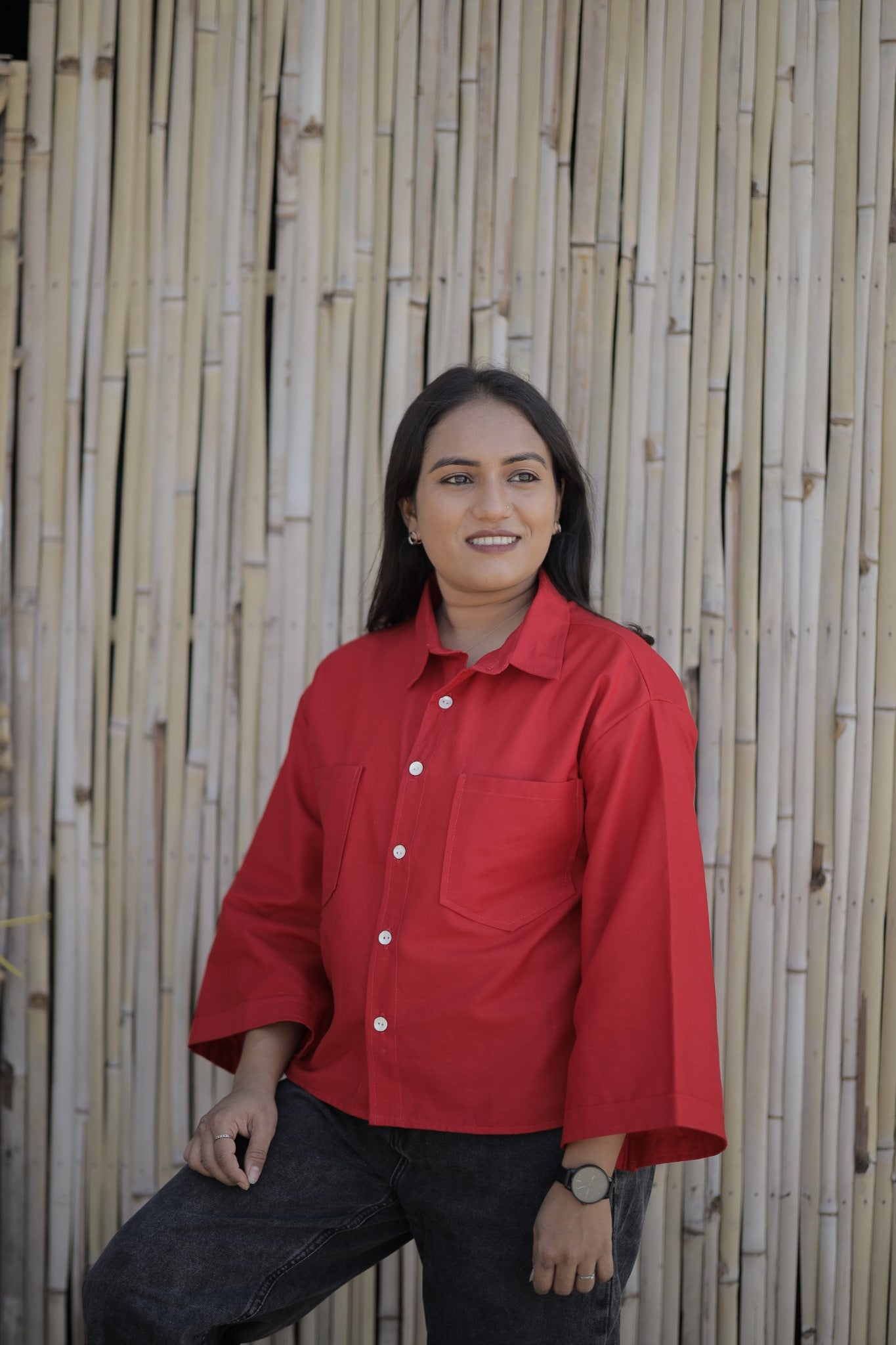 Ishya – Red Solid Cotton Casual Shirt