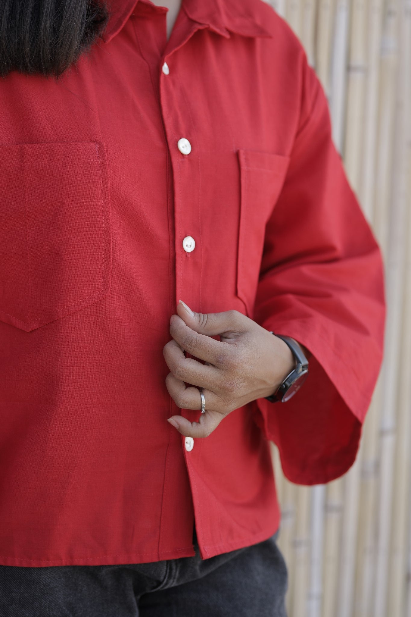 Ishya – Red Solid Cotton Casual Shirt