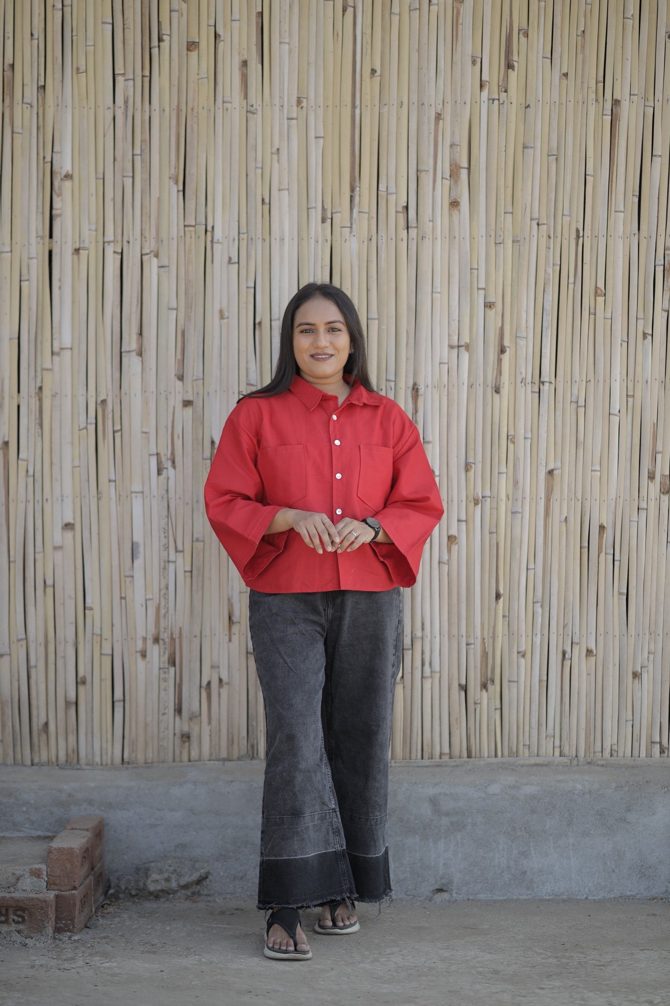 Ishya – Red Solid Cotton Casual Shirt