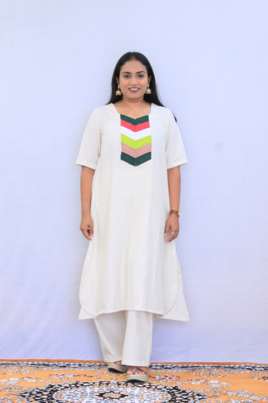 Off White Cotton Linen Solid Co-ord Set