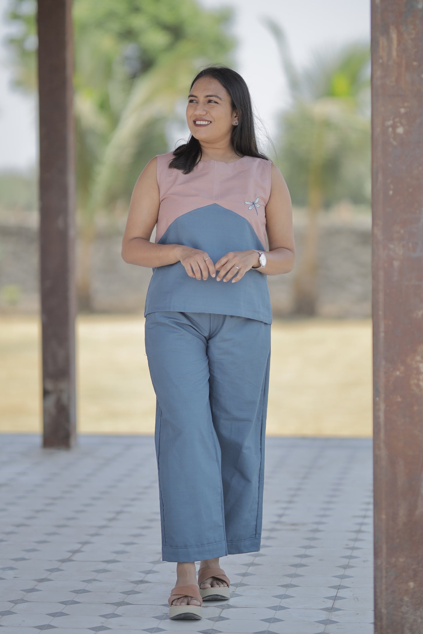Meher - Pastel Embroidered Summer Cotton Co-ord Set