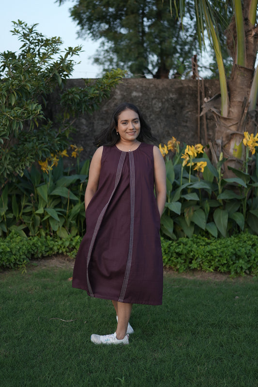 Ziva - Wine Pure Cotton Dress